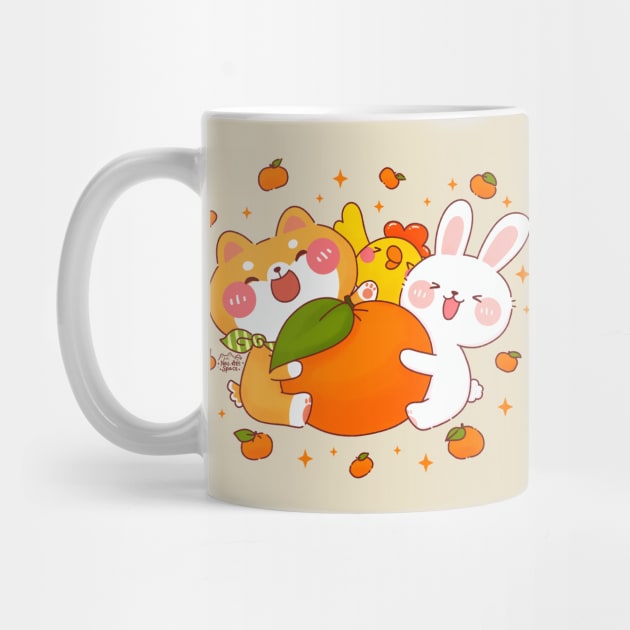 Shiba Inu Bunny Chick Orange by Nas.ArtSpace